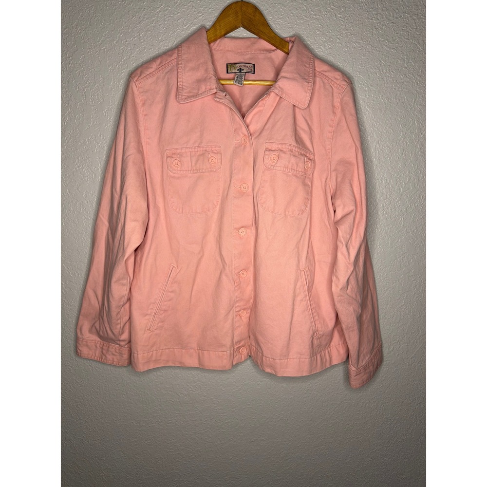 Vintage Caribbean Joe Denim Jacket Women 1X Pink Good